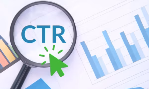Click Through Rate (CTR) visualisatie met grafieken en cursor in online marketing analyse